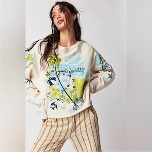 MOTHER x Free People XS The Boost Crop Cut Off Top Soft sweatshirt oversized